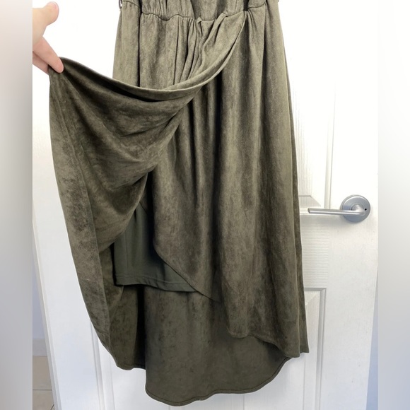 City Chic Thyme Suede Faux Wrap Dress Olive Green Khaki Plus Size S 16 -NWT New - Picture 7 of 11